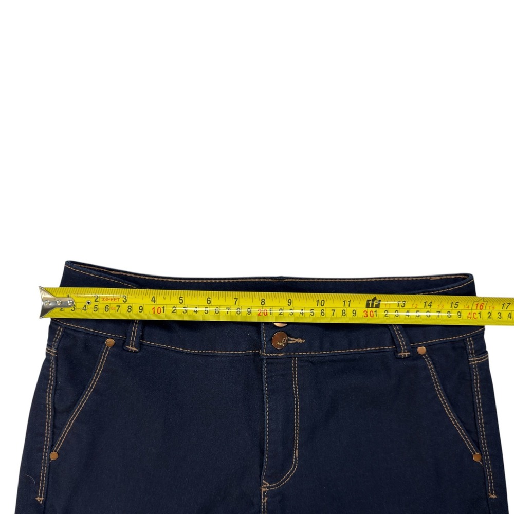 d.jeans Capri Pants 12 Dark Indigo Blue Stretch Cropped Denim Casual Chic Preppy - Picture 8 of 9